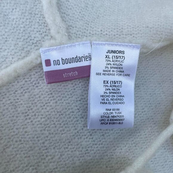 No Boundaries Juniors Cream Stretchy Hooded Knit Sweater Dress Size XL y2k Fall - Picture 5 of 8